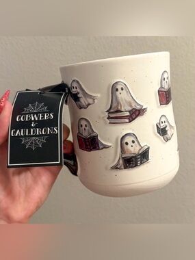 Halloween Ghosts Reading Ceramic Mug - Cobwebs & Cauldrons